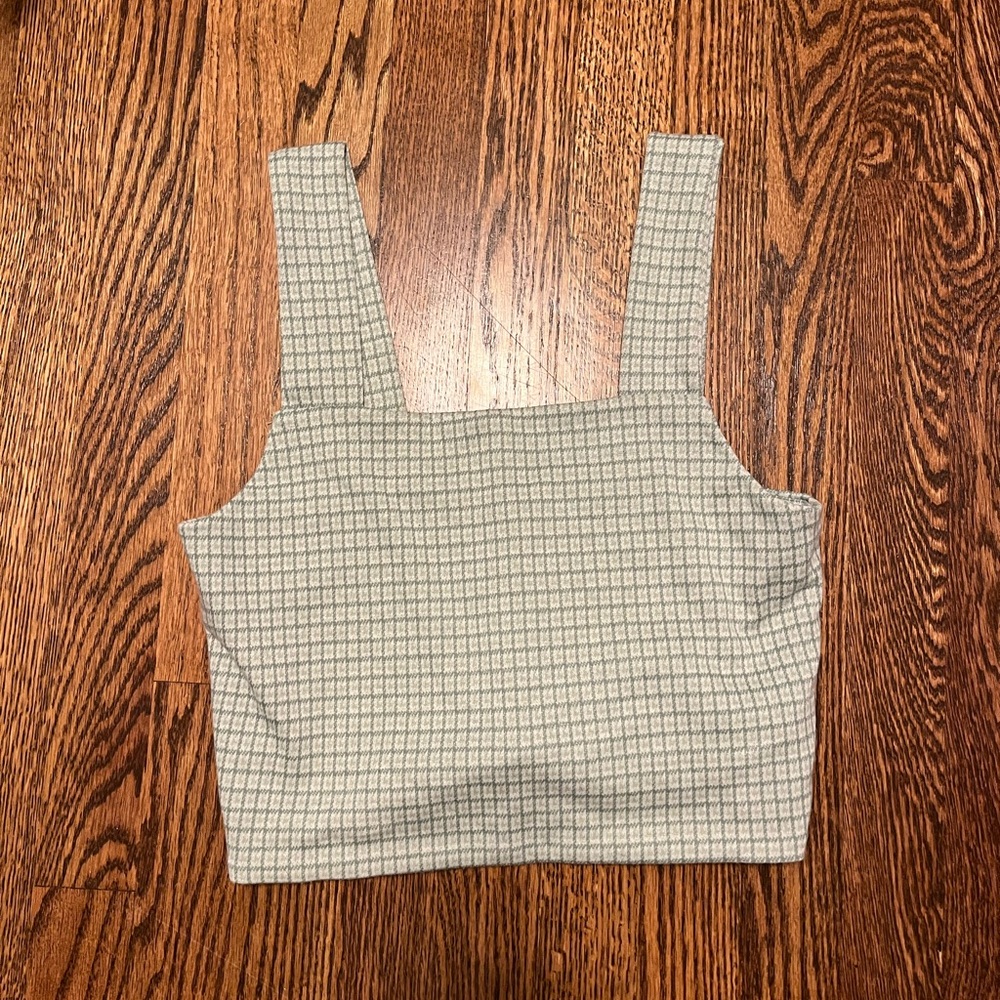 American Eagle green and Gray Checkered Women's Top